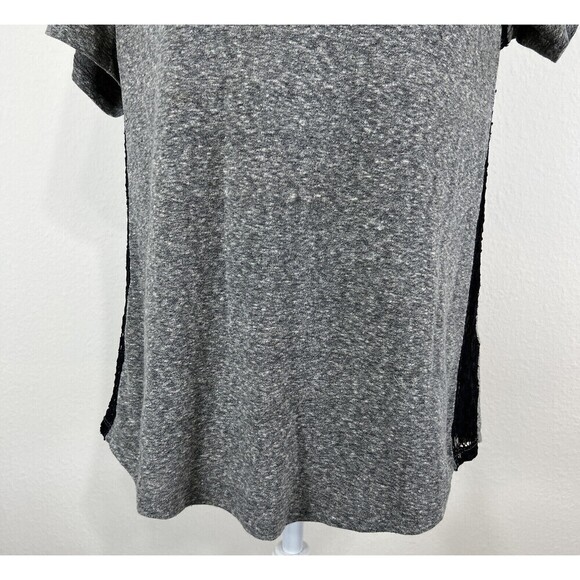Rebecca Taylor Gray & Black Lace Inset T-Shirt Size Small (4/6) - Picture 10 of 12